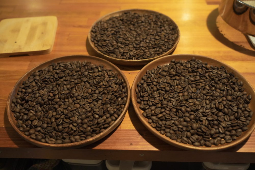 コーヒー豆乾燥中